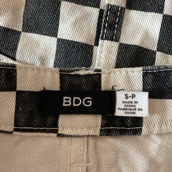 Urban Outfitters BDG jean mini skirt small black white checkered denim skater - Picture 10 of 11